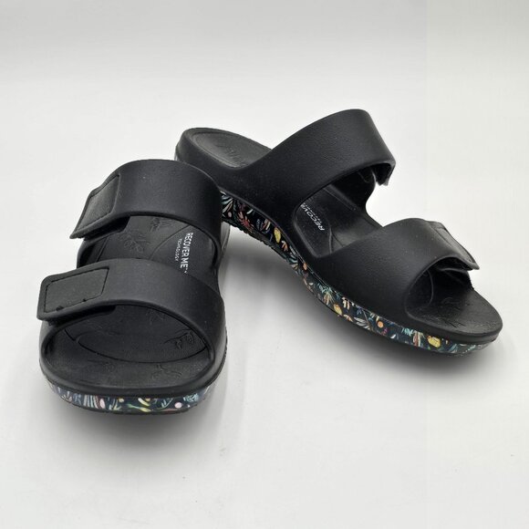 Alegria Shoes - Alegria Recover Me Fruit Punch Slip On Slide Sandals Sz 37/US 7 Black Floral